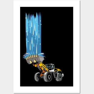 Rain with Wheel Loader Posters and Art